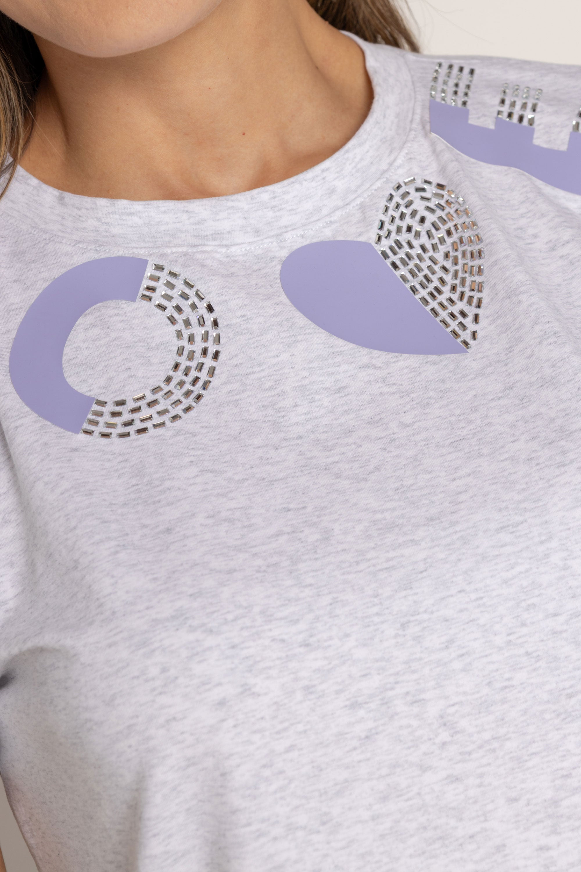 T-SHIRT LOVE MORADA DMC GRIS ORC-001