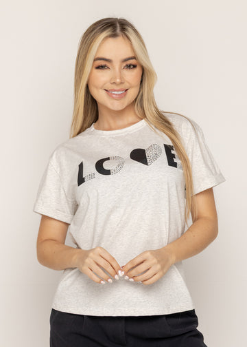 T-SHIRT LOVE NOIR GRIS ORC-032