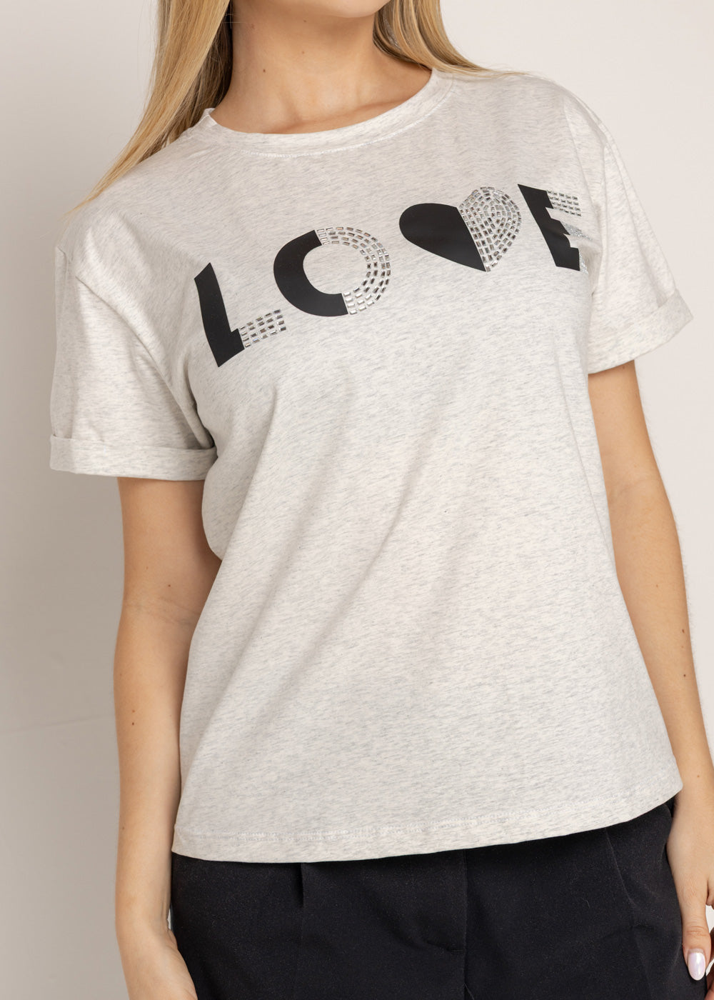 T-SHIRT LOVE NEGRO DMC GRIS ORC-001