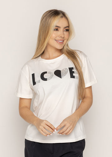 T-SHIRT LOVE NOIR MARFIL ORC-032