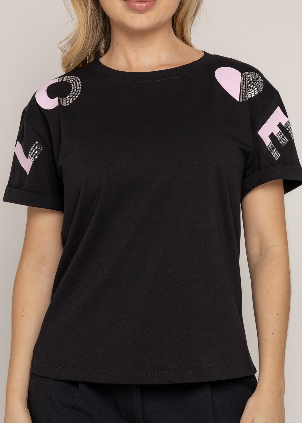 T-SHIRT LOVE ROSA DMC NEGRO ORC-001