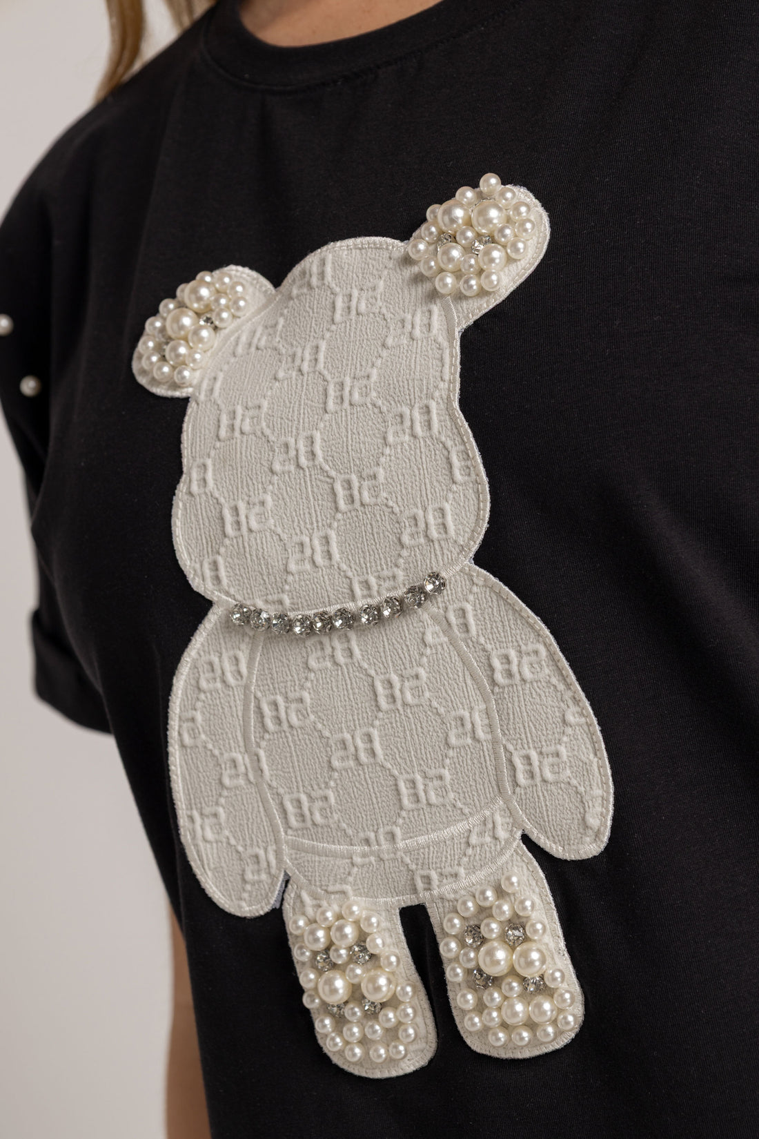 T-SHIRT OSO MARFIL DAIMOND NEGRO ORC-002