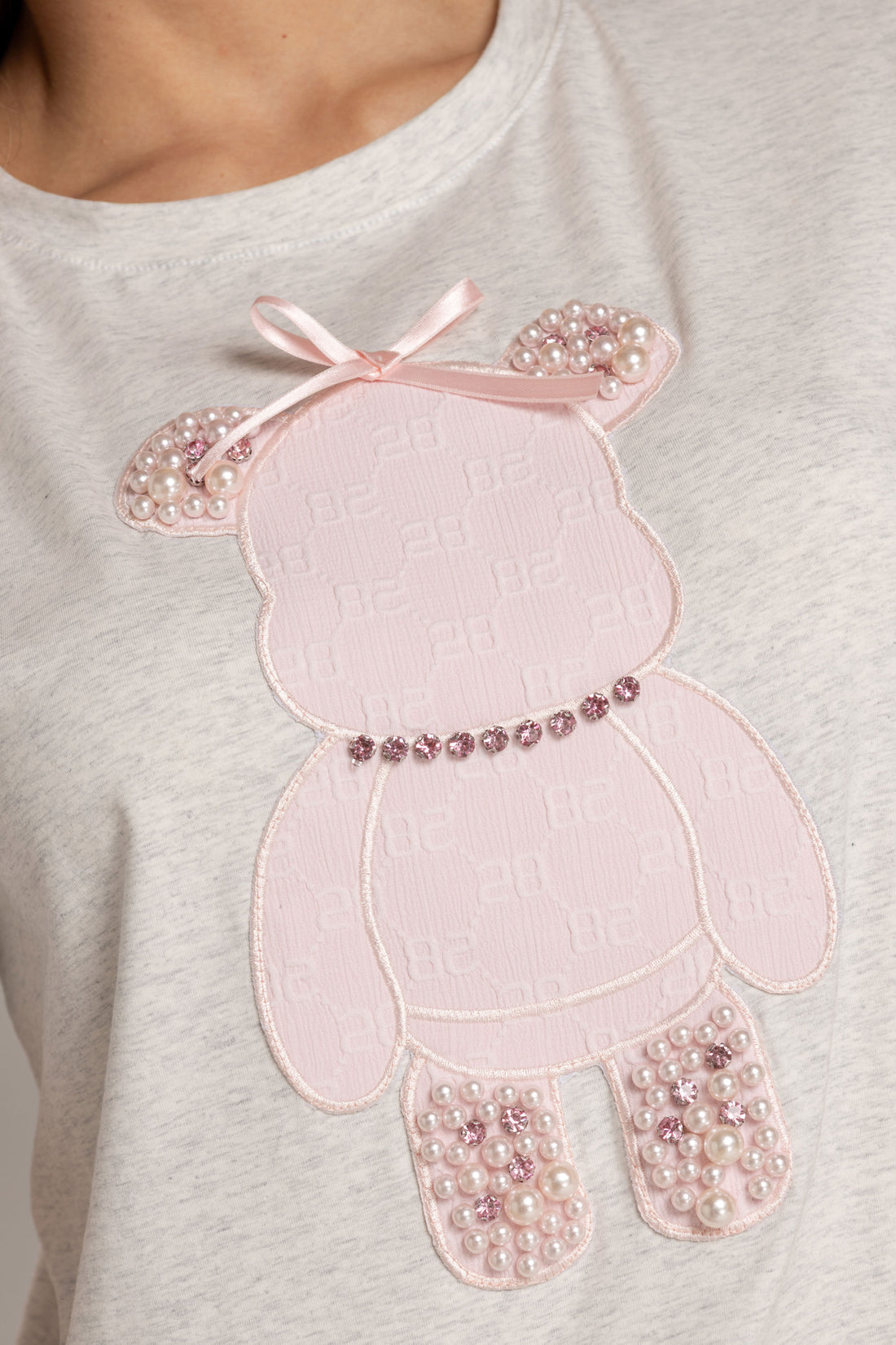 T-SHIRT DIAMOND BEAR ROSE GRIS ORC-002