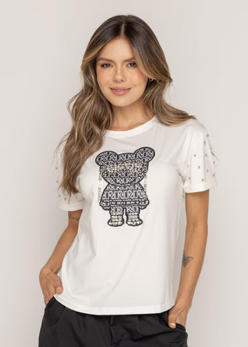 T-SHIRT BEAR NOIR MARFIL ORC-004
