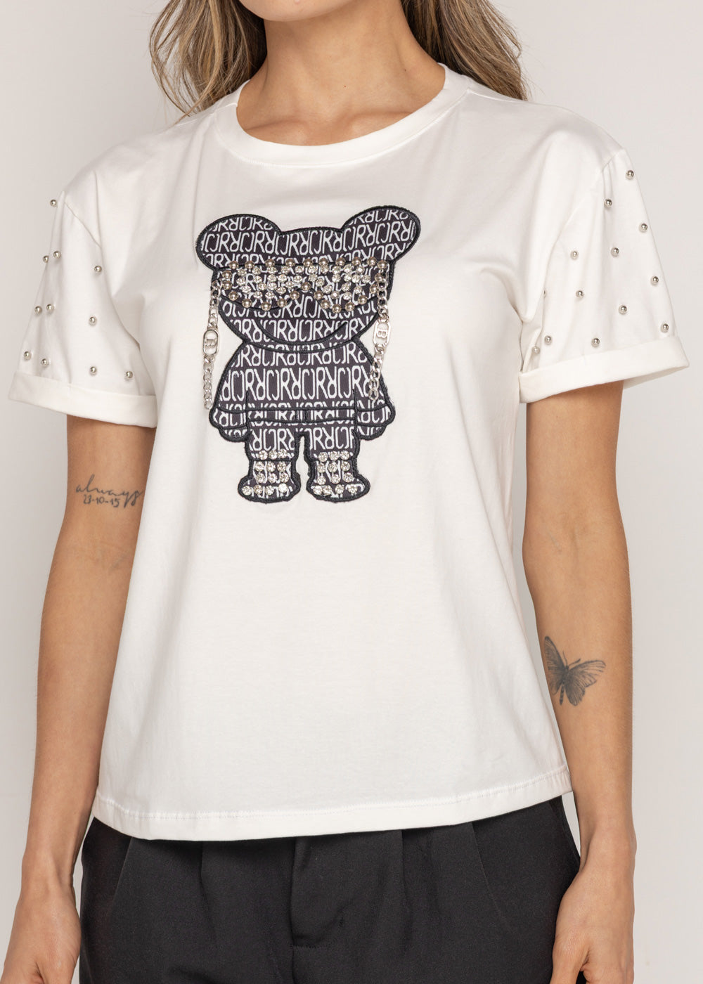 T-SHIRT OSO NEGRO GAFAS MARFIL ORC-004