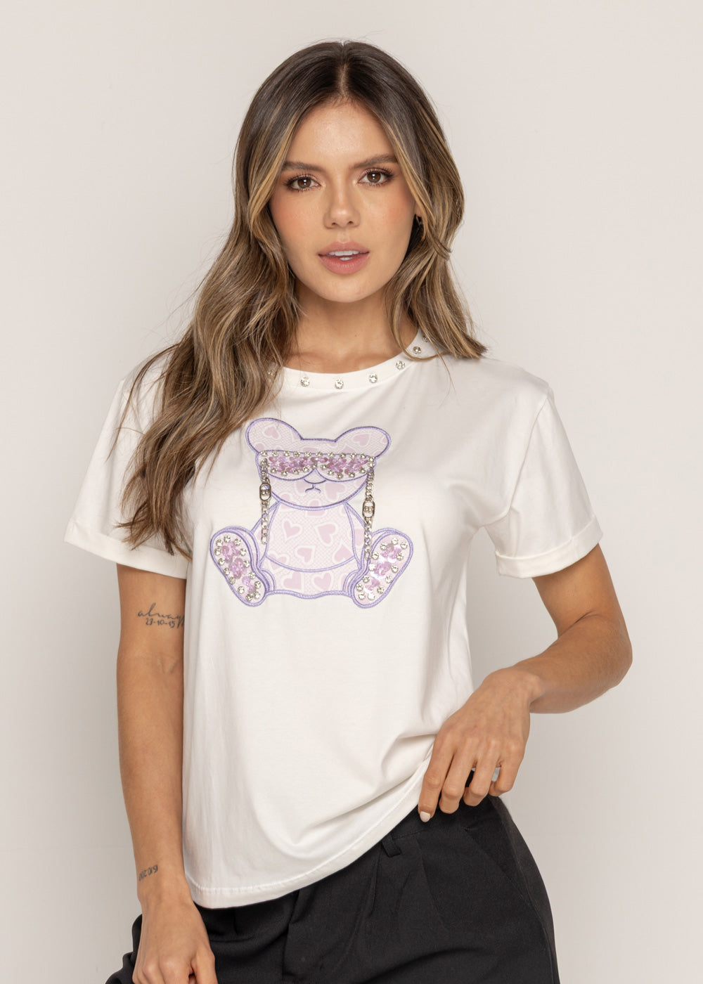 T-SHIRT OSO MORADA GAFAS GRIS ORC-005