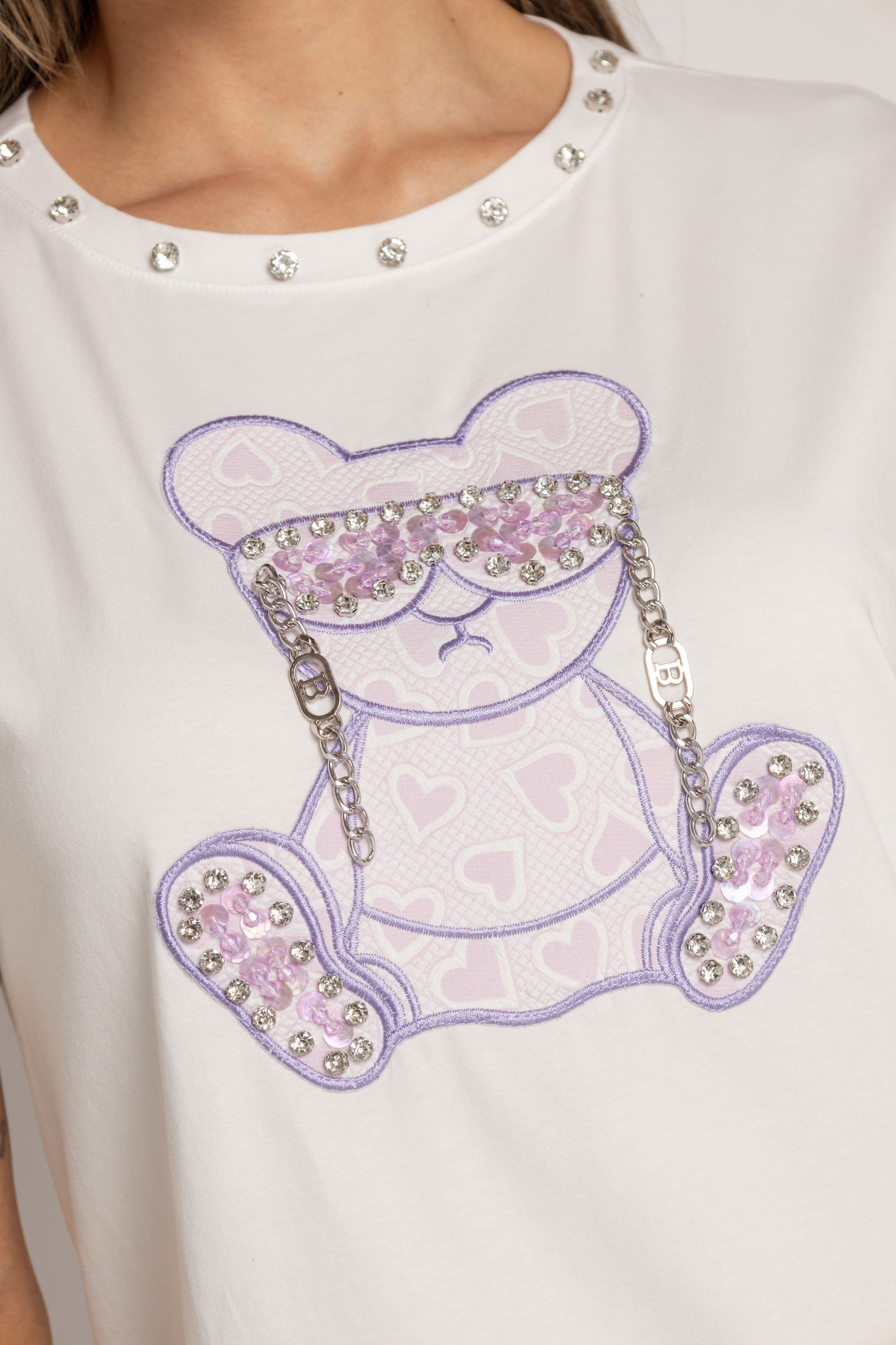 T-SHIRT OSO MORADA GAFAS MARFIL ORC-005