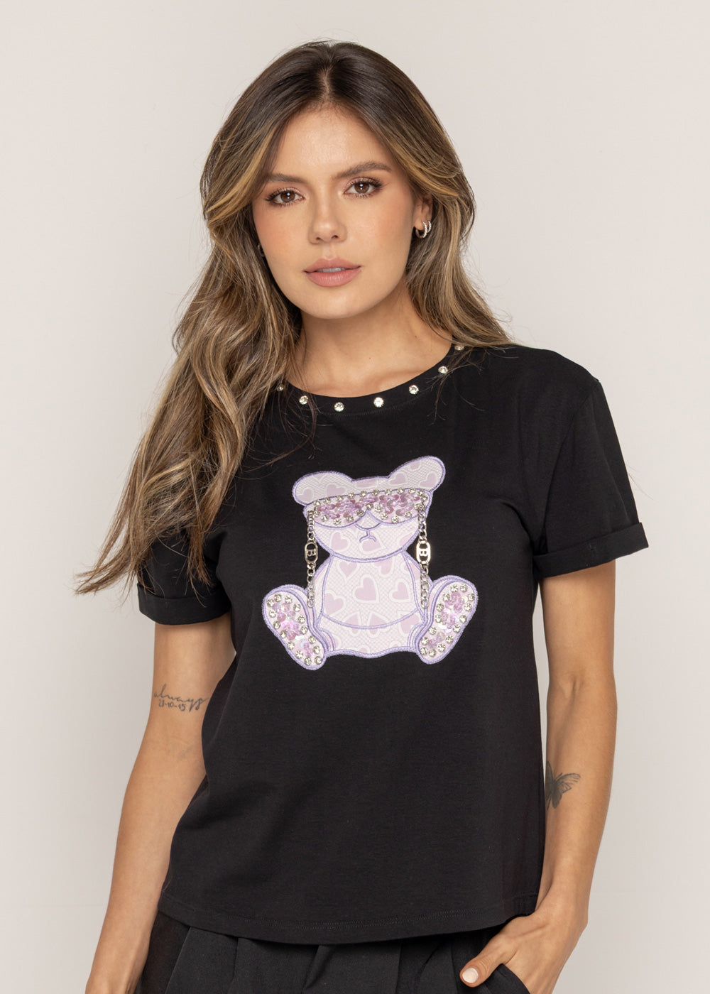 T-SHIRT OSO MORADA GAFAS NEGRO ORC-005