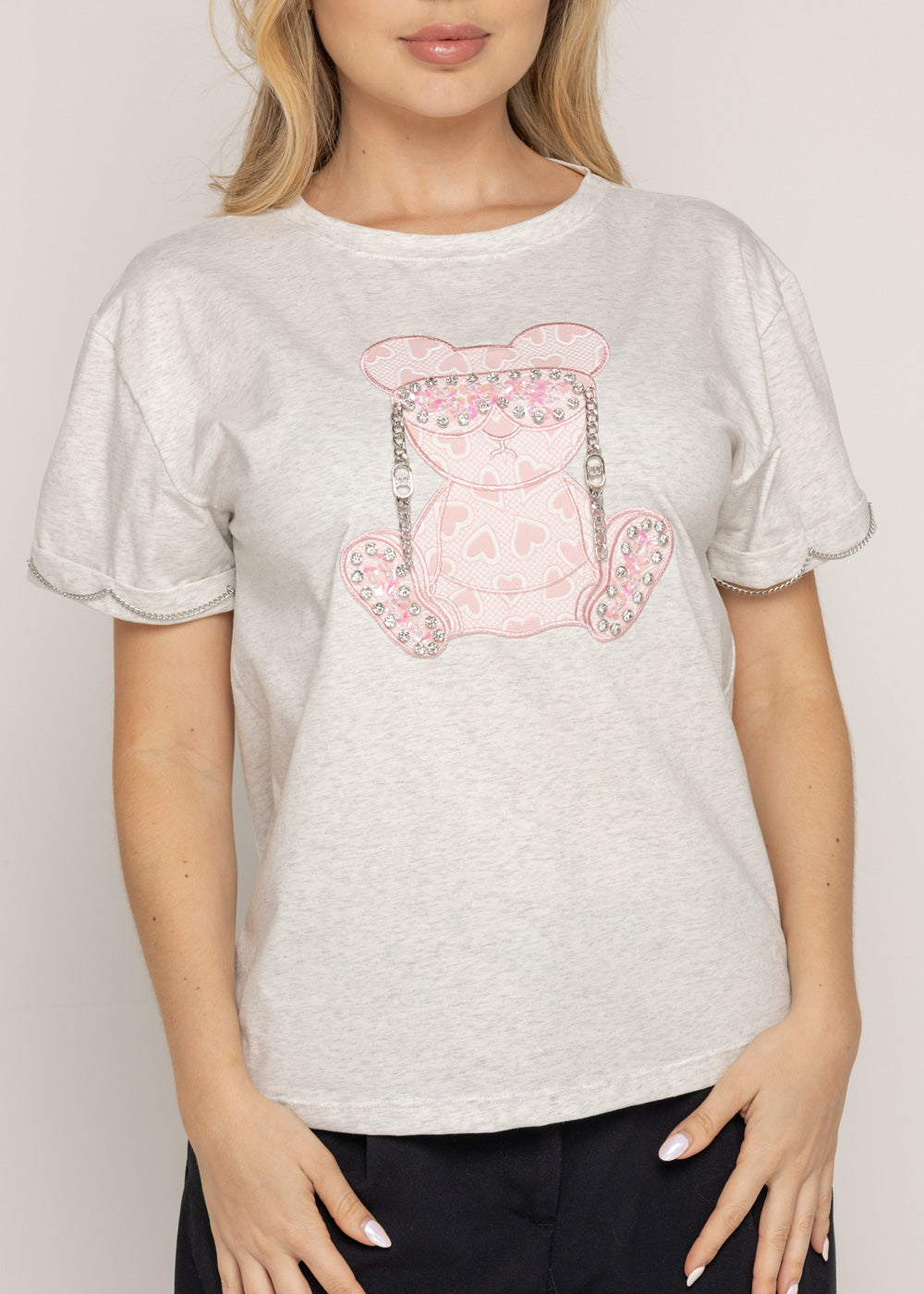 T-SHIRT OSO ROSA GAFAS GRIS ORC-005
