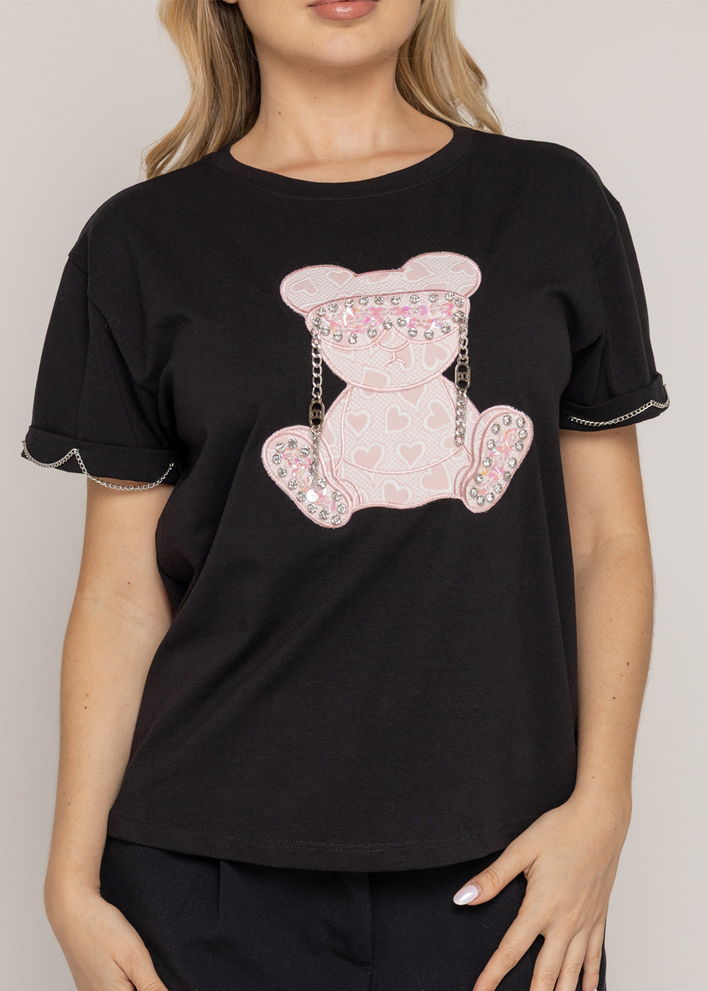 T-SHIRT OSO ROSA GAFAS NEGRO ORC-005