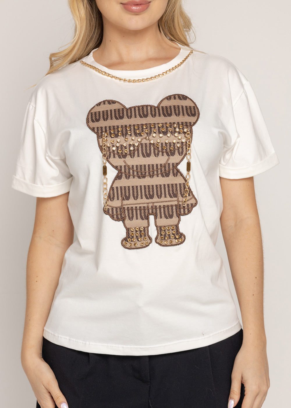 T-SHIRT OSO CAFÉ GAFAS MARFIL ORC-006