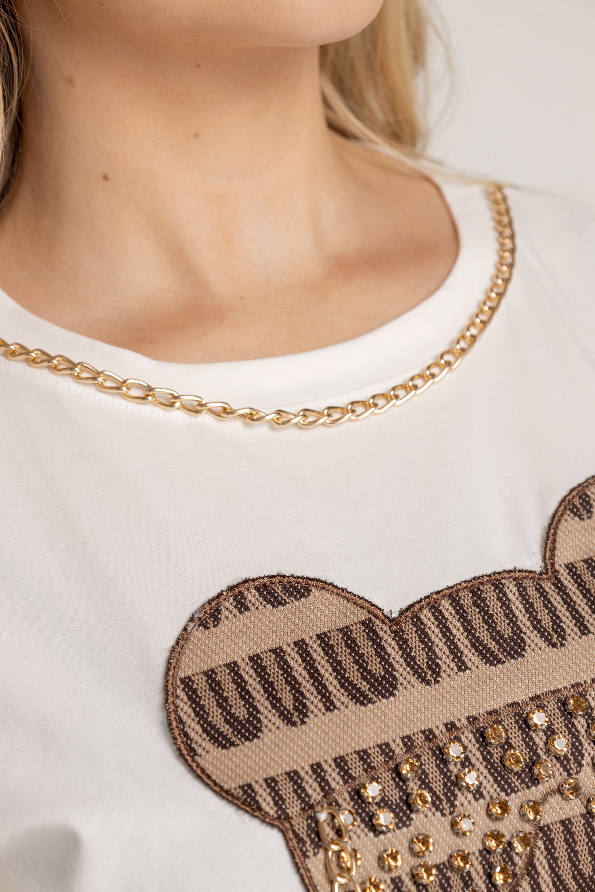 T-SHIRT OSO CAFÉ GAFAS MARFIL ORC-006