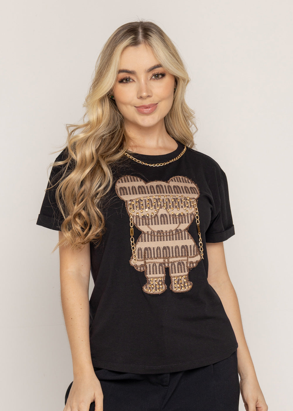 T-SHIRT OSO CAFÉ GAFAS NEGRO ORC-006