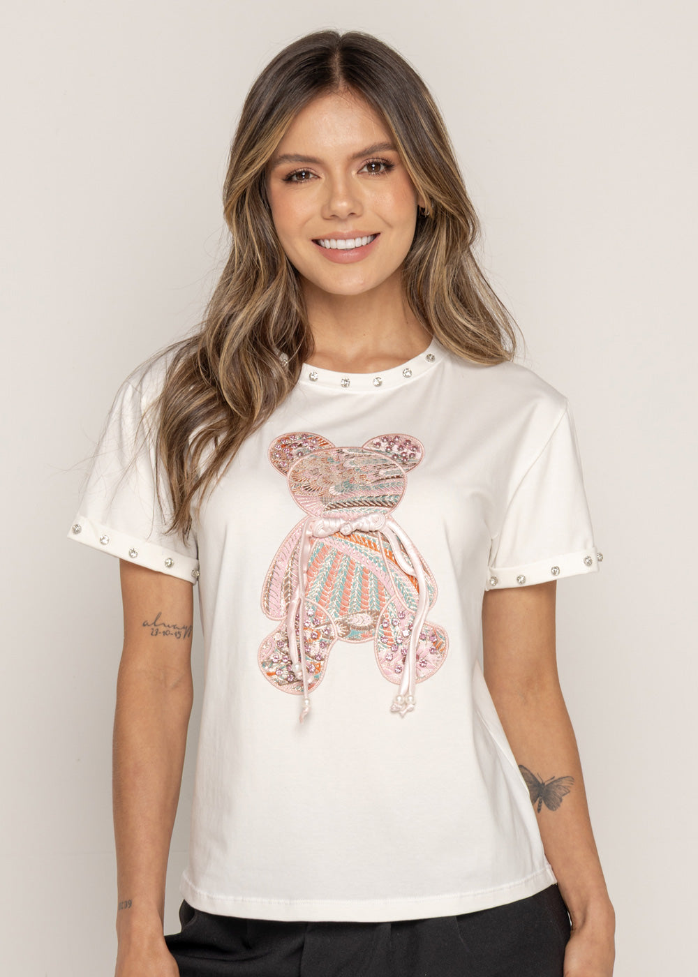 T-SHIRT OSO COLORES MARFIL ORC-007