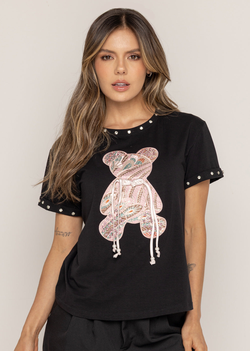 T-SHIRT OSO COLORES NEGRO ORC-007