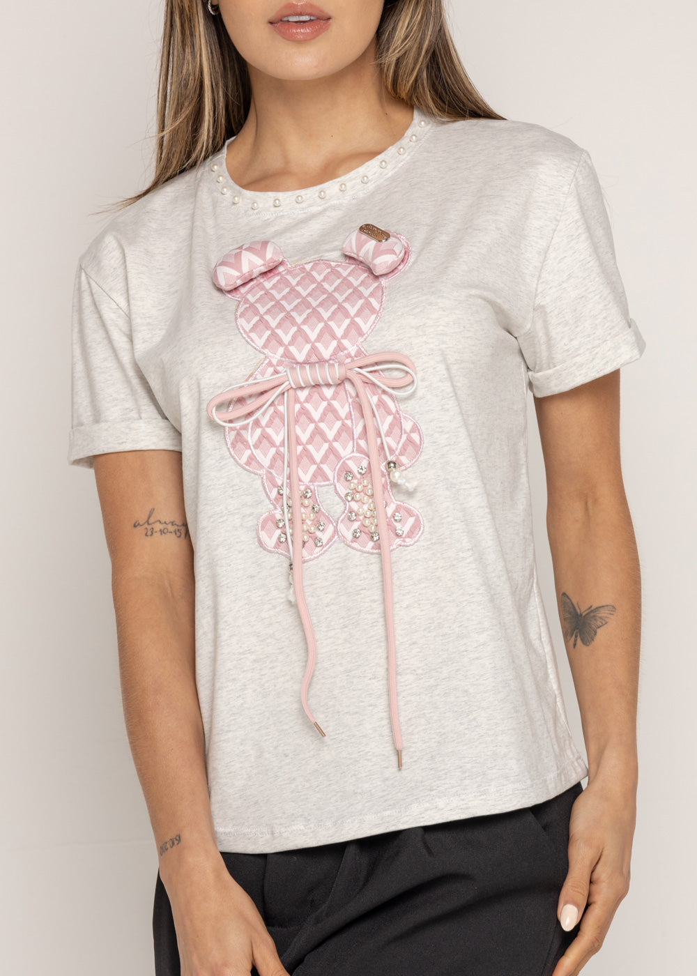 T-SHIRT OSO ROSA CRO GRIS ORC-009