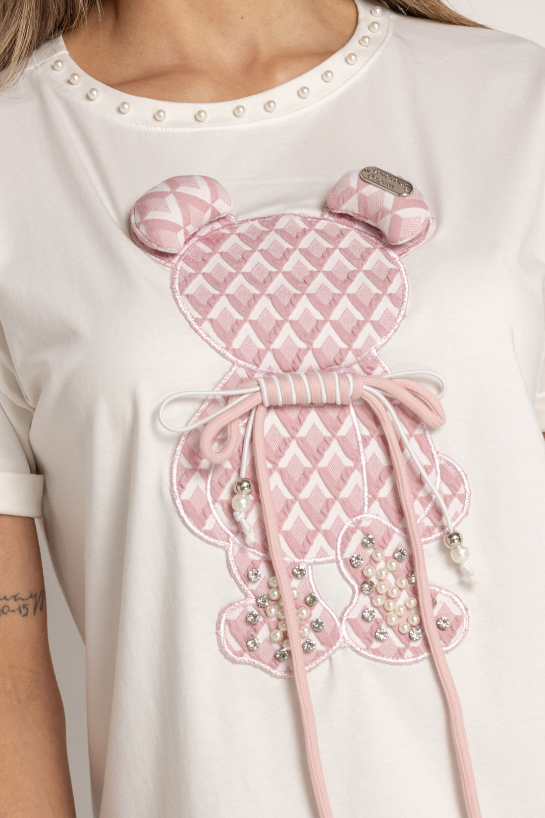 T-SHIRT OSO ROSA CRO MARFIL ORC-009