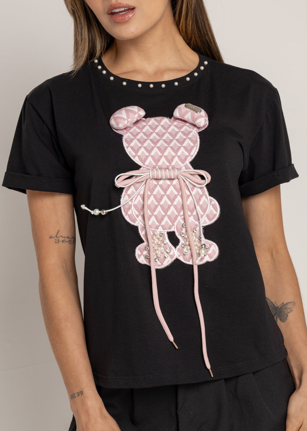T-SHIRT OSO ROSA CRO NEGRO ORC-009