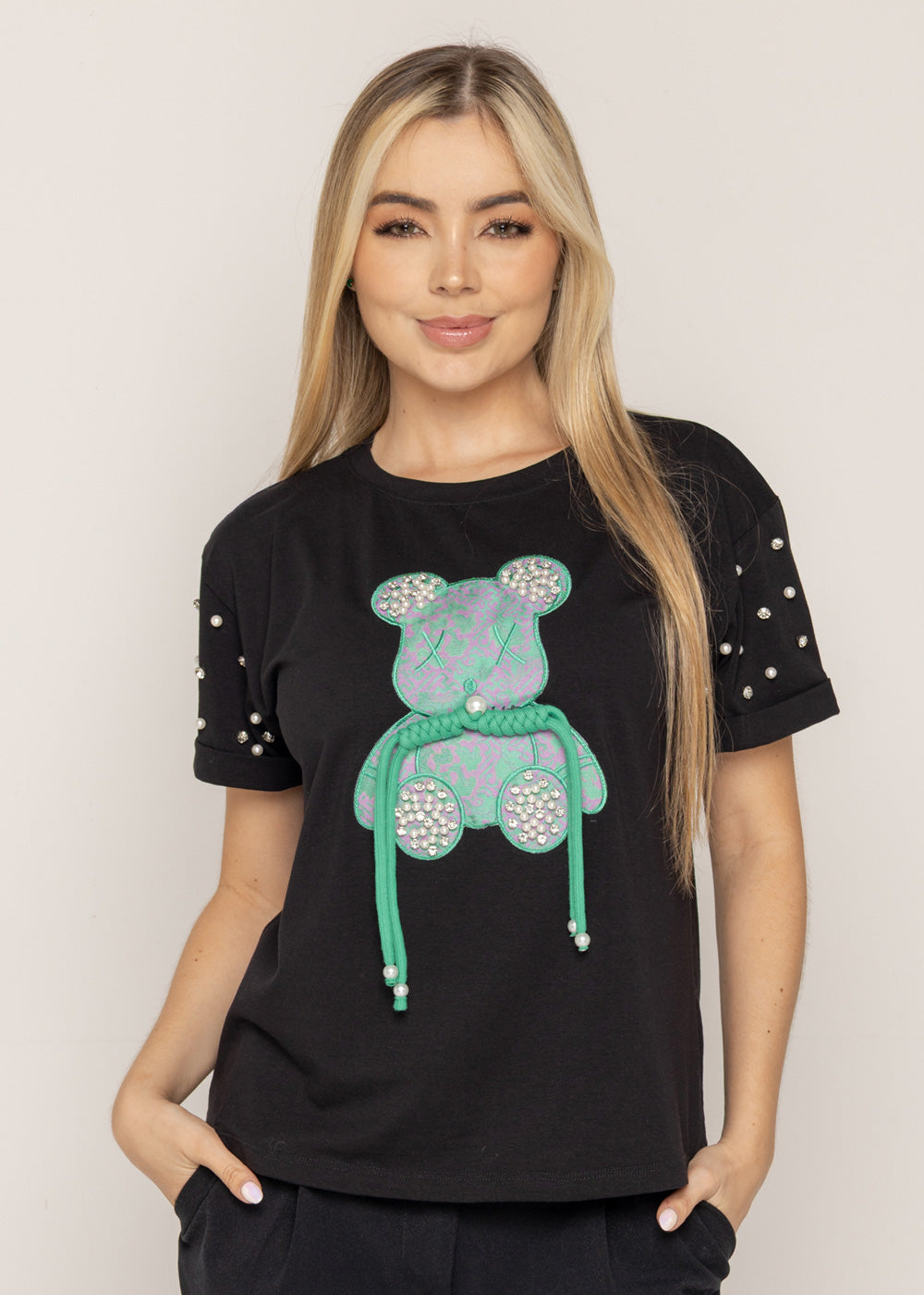 T-SHIRT OSO VERDE CRO NEGRO ORC-011