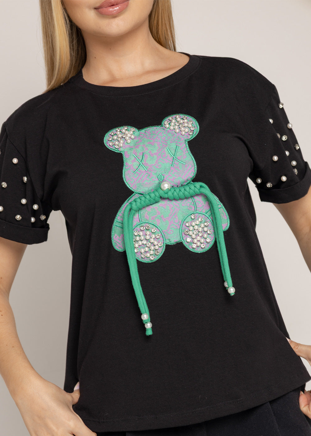 T-SHIRT OSO VERDE CRO NEGRO ORC-011