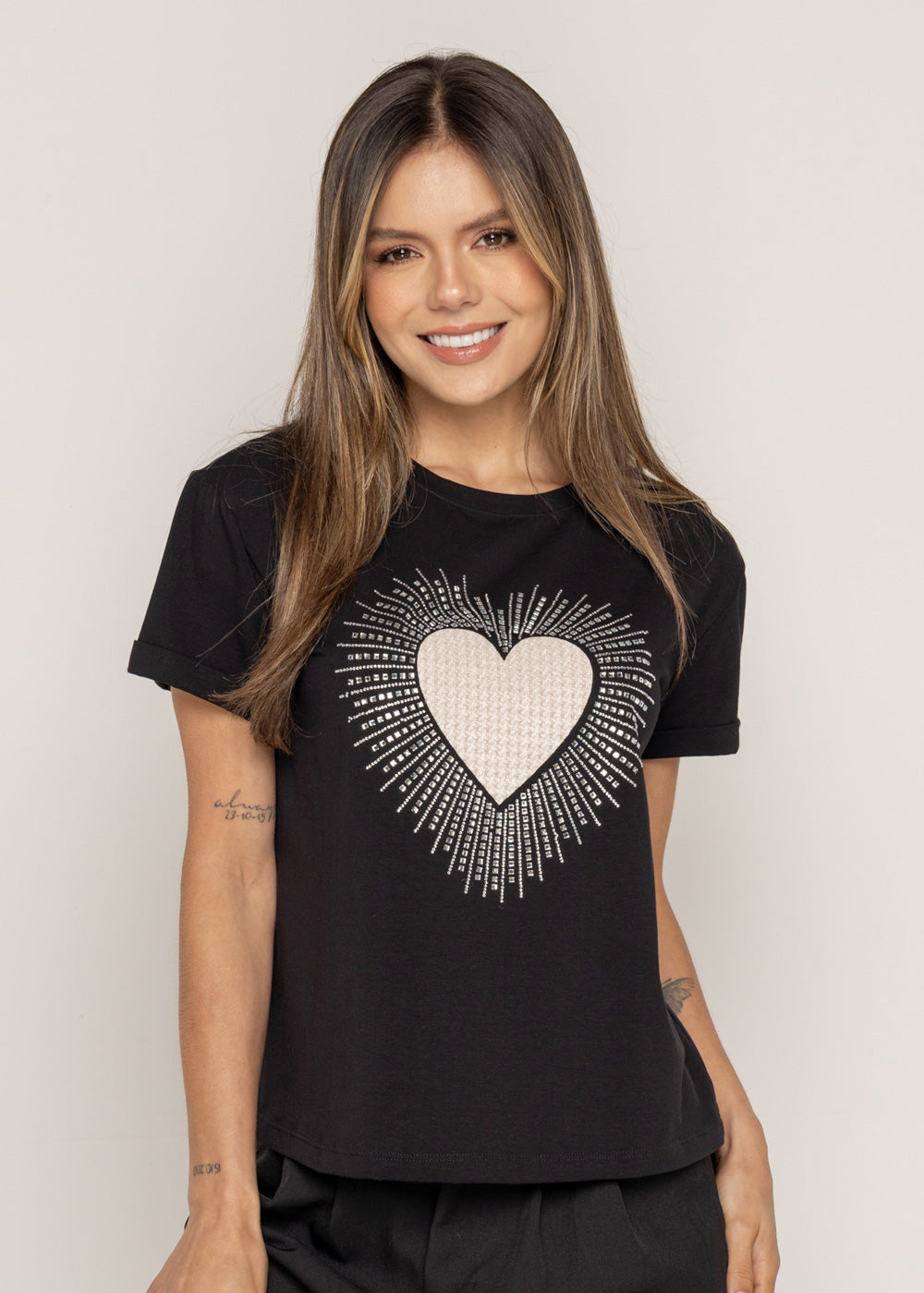 T-SHIRT CORAZON MP NEGRO ORC-013