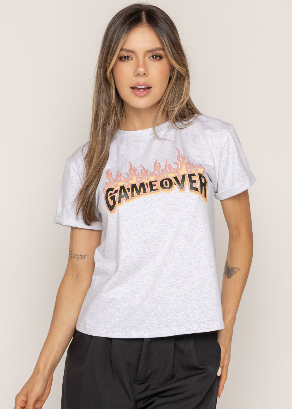 T-SHIRT GAMEOVER GRIS ORC-018