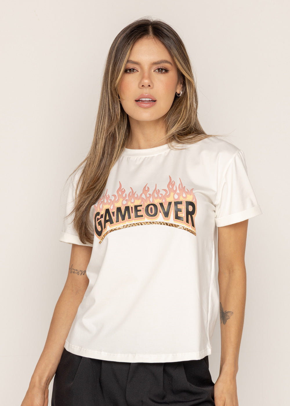 T-SHIRT GAMEOVER MARFIL ORC-018