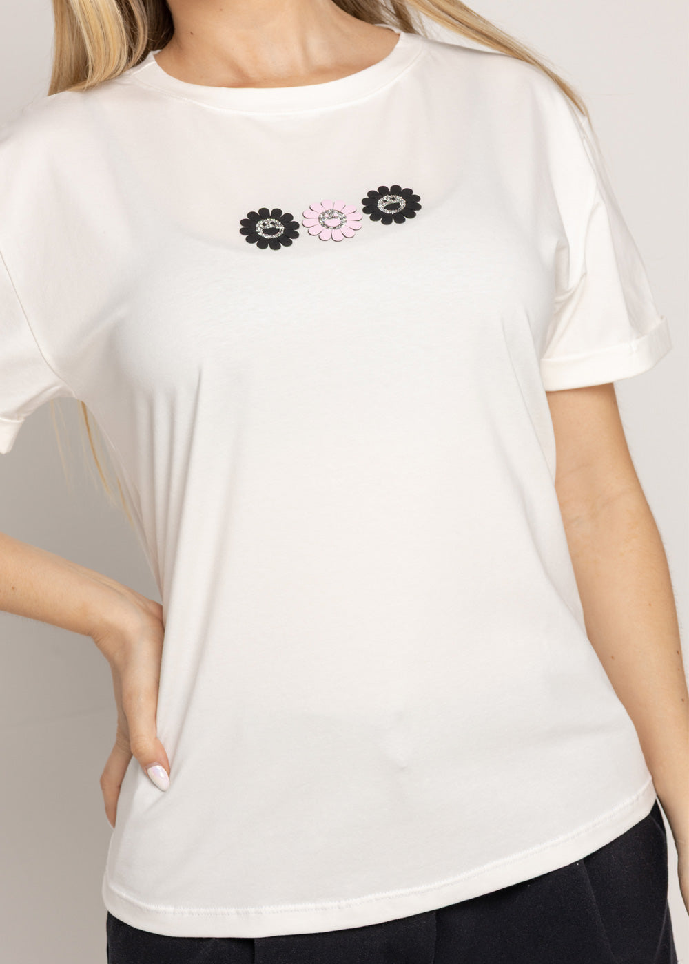 T-SHIRT FLOR CARITA MARFIL ORC-022