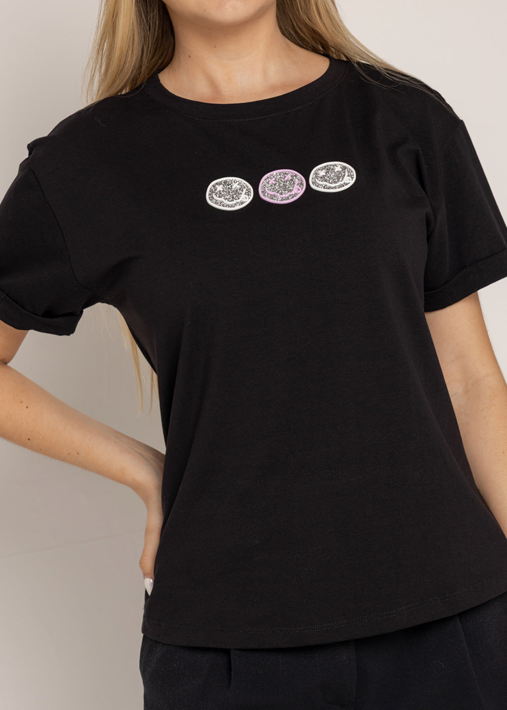 T-SHIRT CARITA COLORES NEGRO ORC-023