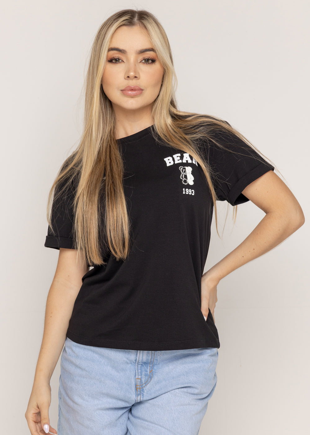 T-SHIRT BEAR BLANCO  NEGRO ORC-025
