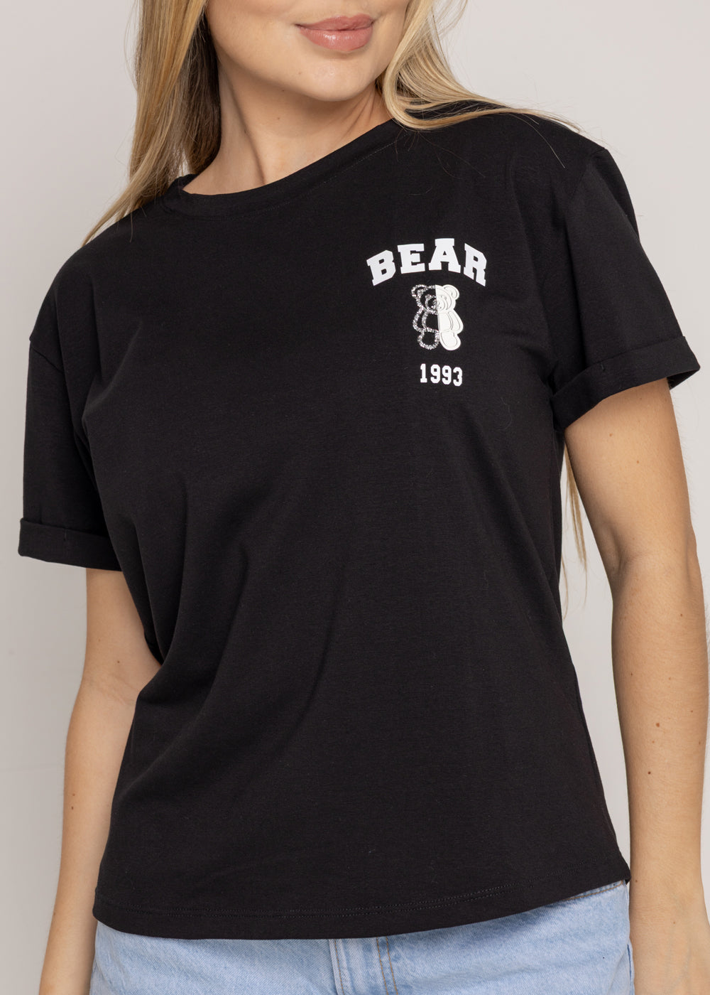 T-SHIRT BEAR BLANCO  NEGRO ORC-025