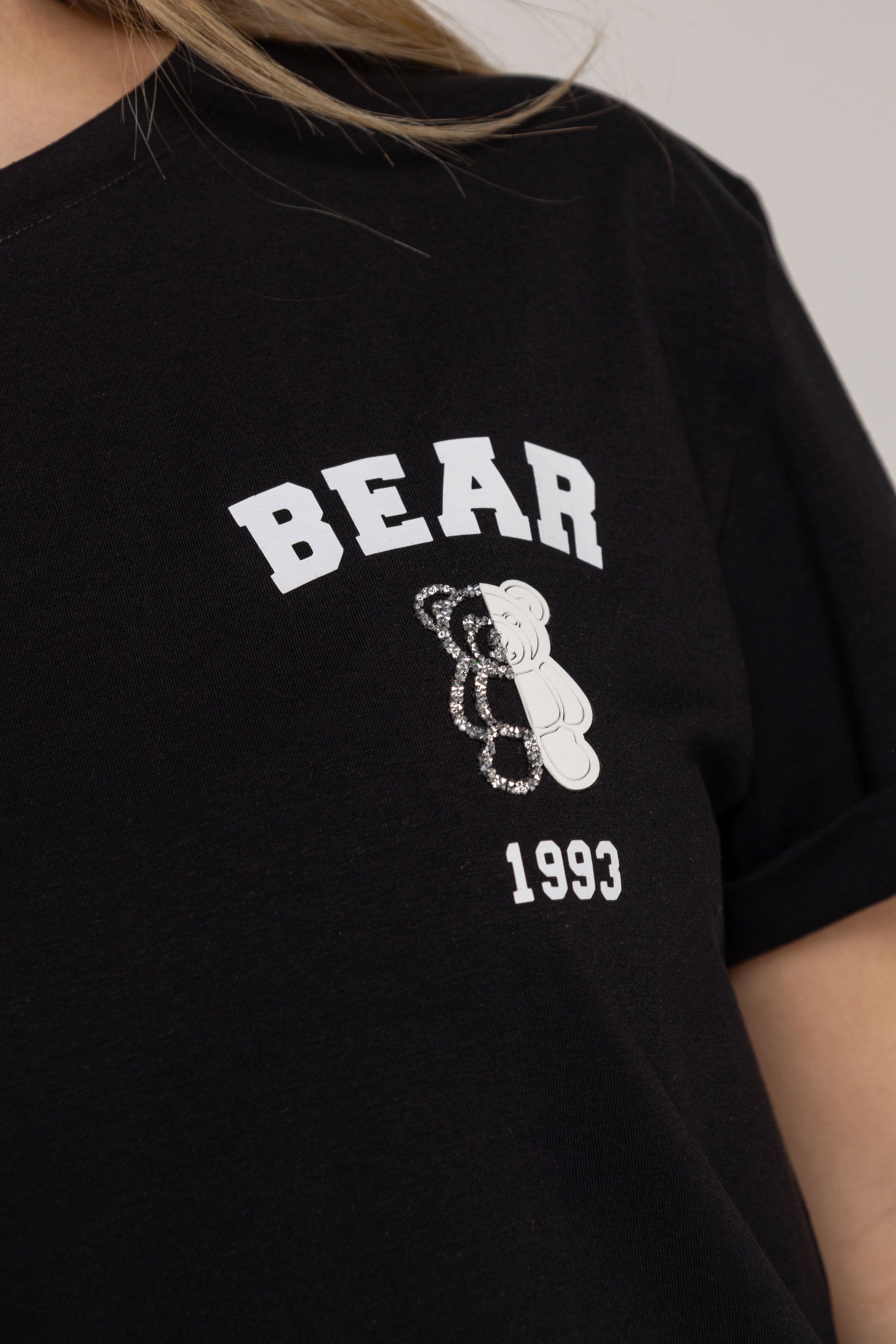 T-SHIRT BEAR BLANCO  NEGRO ORC-025