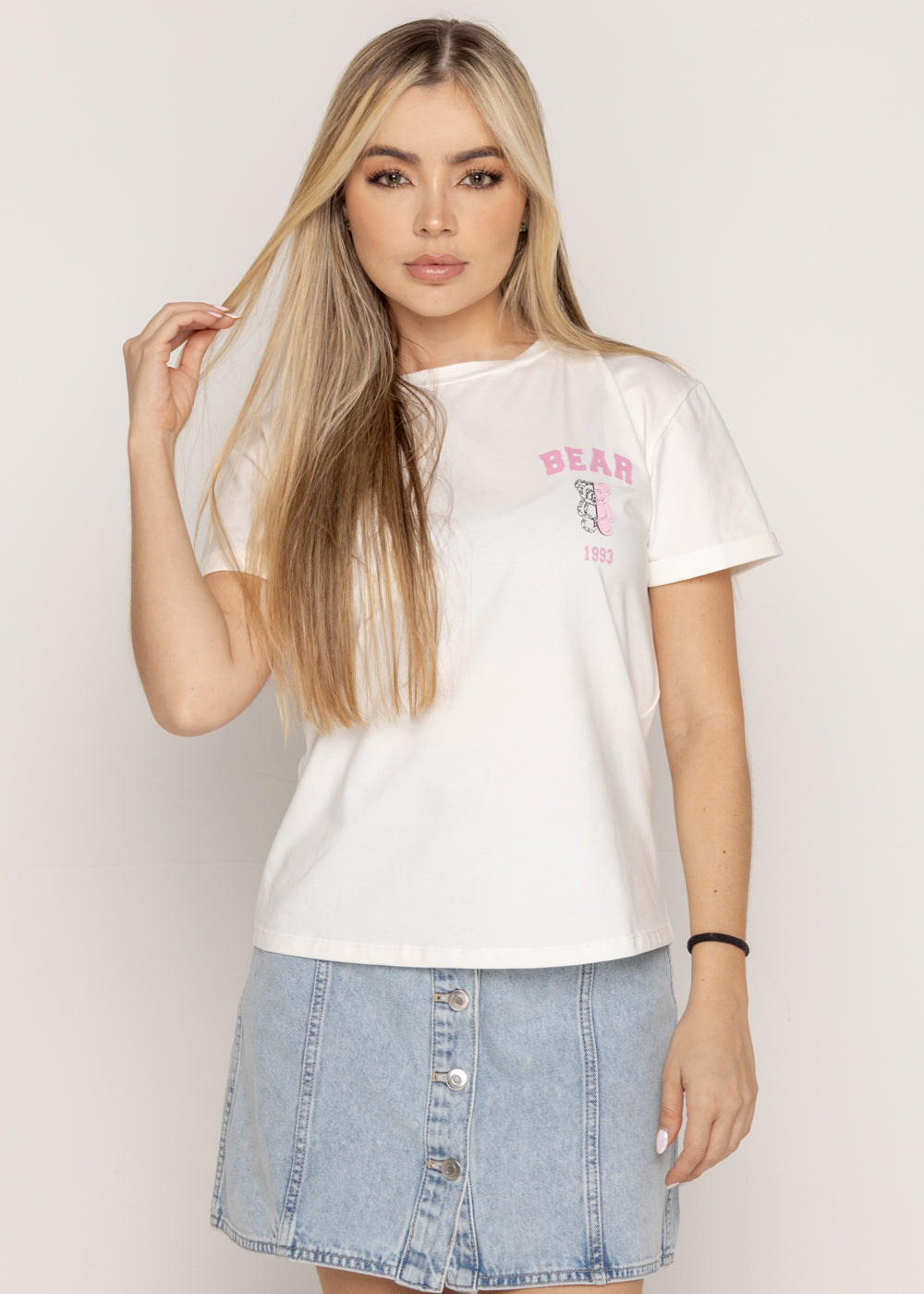 T-SHIRT BEAR ROSA MARFIL ORC-025