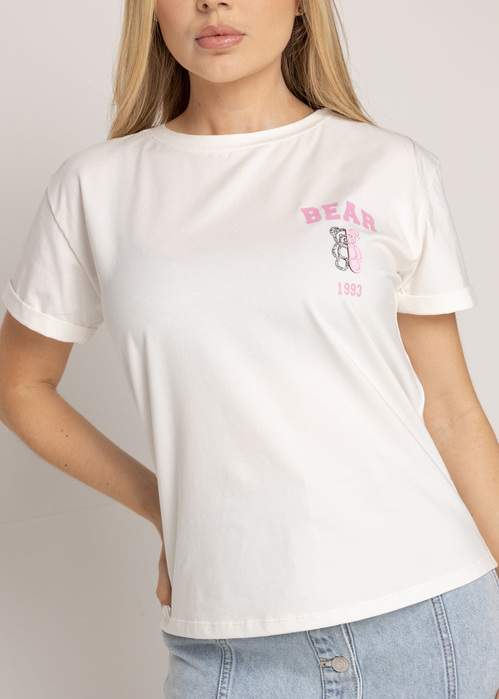 T-SHIRT BEAR ROSA MARFIL ORC-025