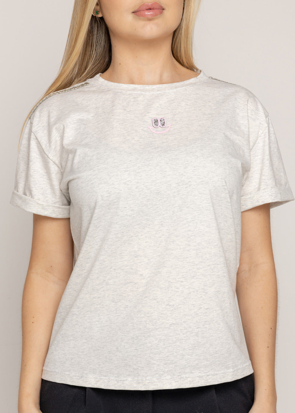 T-SHIRT SONRISA ROSA GRIS ORC-026