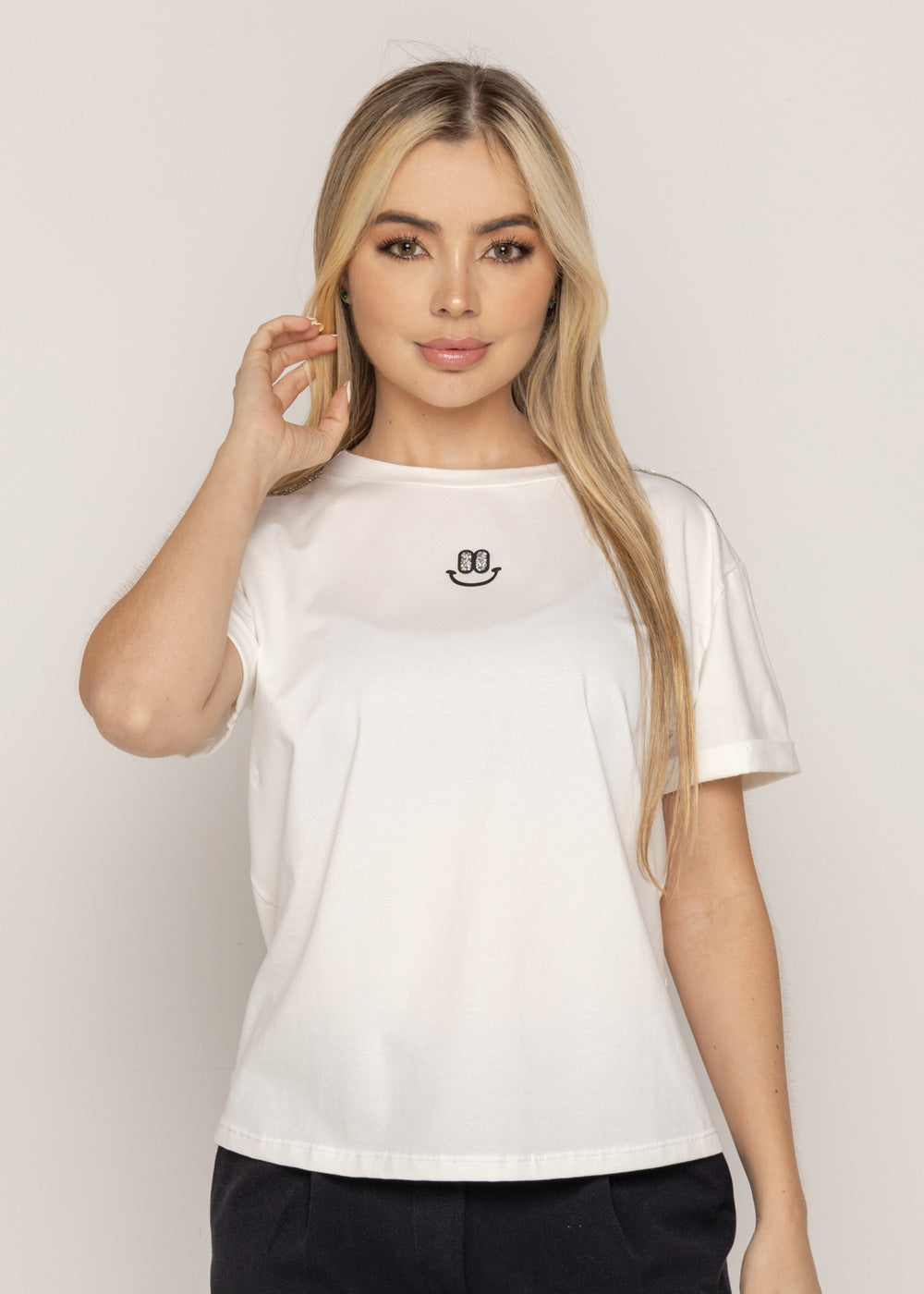 T-SHIRT SONRISA NEGRA MARFIL ORC-026
