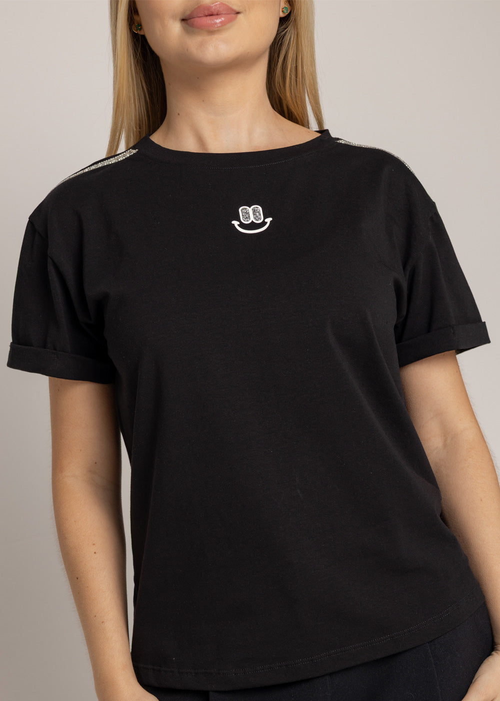 T-SHIRT SONRISA BLANCA NEGRO ORC-026