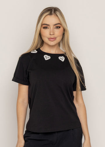 T-SHIRT MIRELLA HEART NEGRO ORC-027