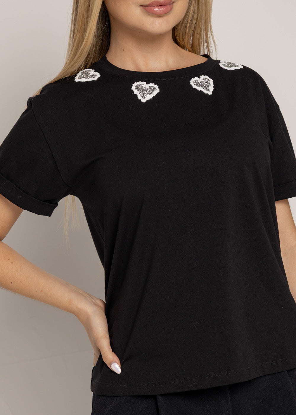 T-SHIRT CORAZON MIRELLA BLANCO NEGRO ORC-027