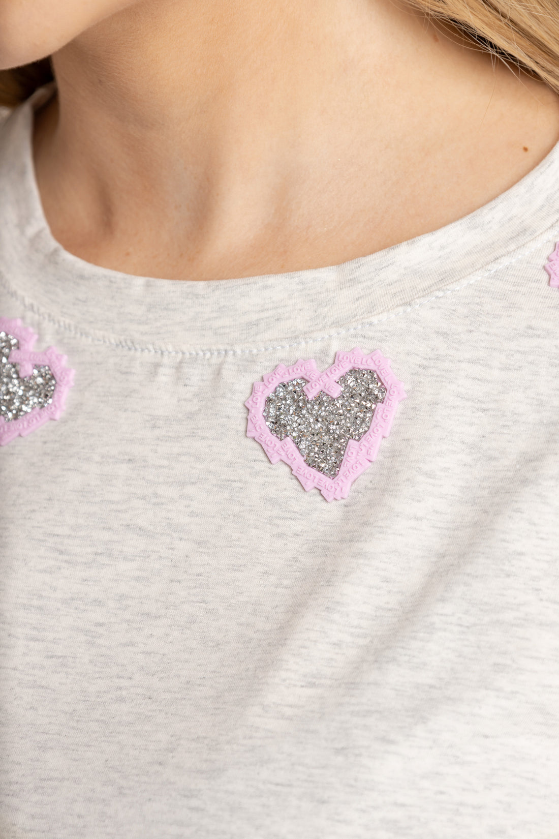 T-SHIRT CORAZON MIRELLA ROSA GRIS ORC-027
