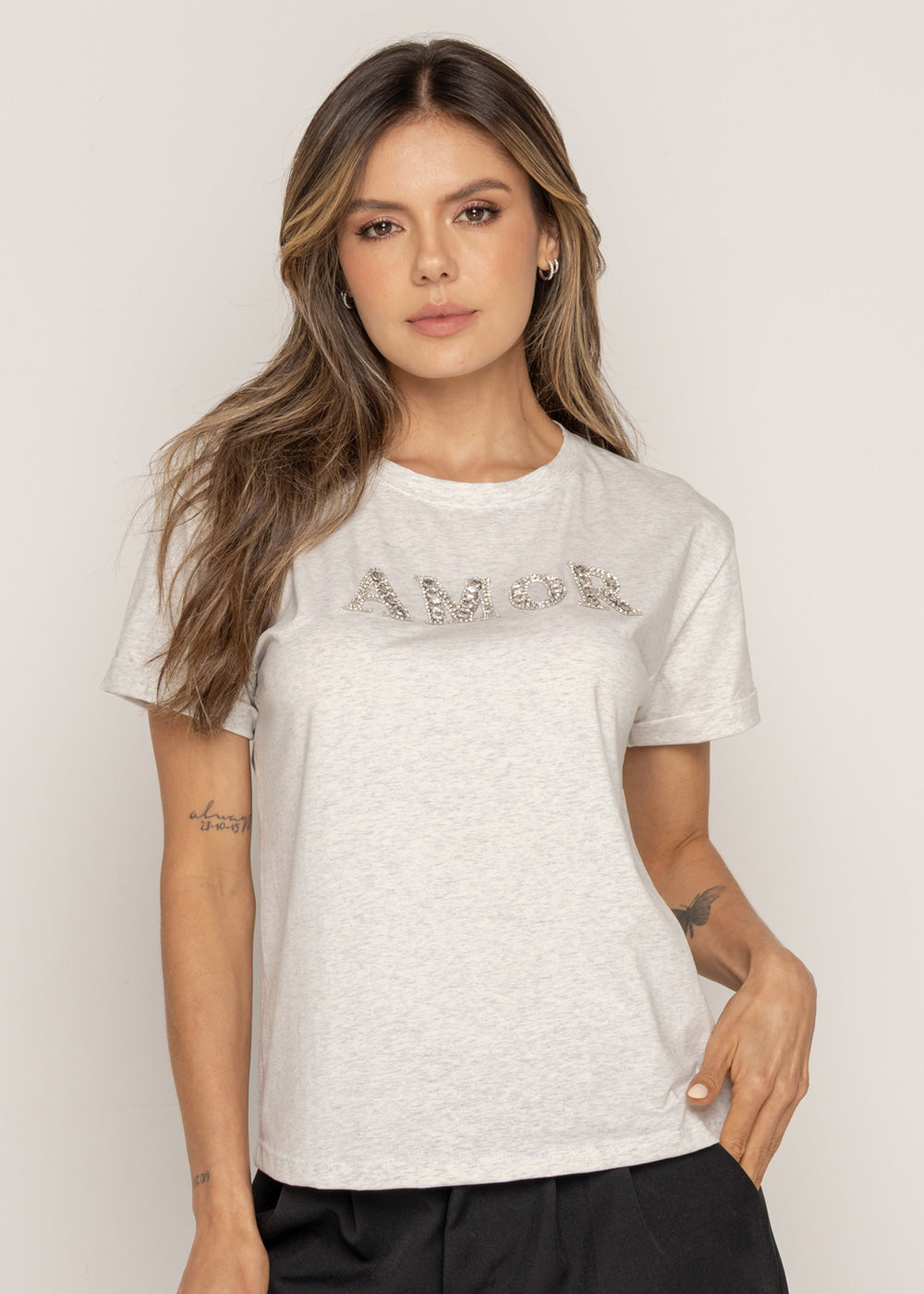 T-SHIRT AMOR PIEDRA DMC GRIS ORC-028
