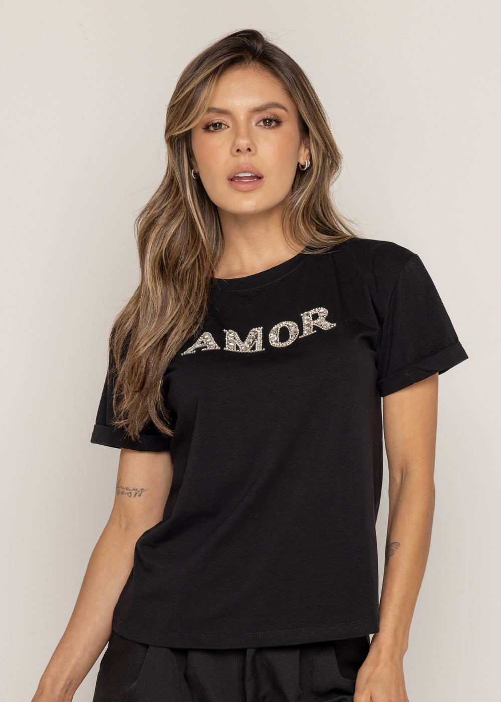 T-SHIRT AMOR PIEDRA DMC NEGRO ORC-028