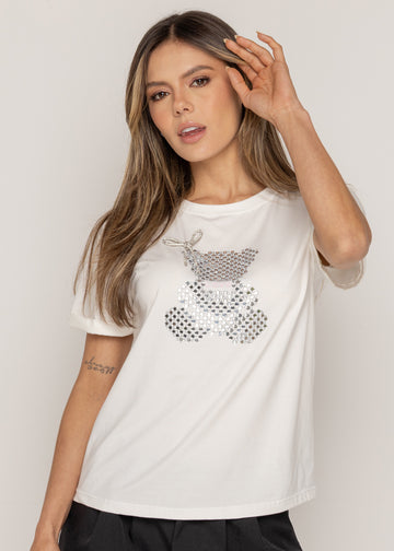 T-SHIRT CRYSTAL BEAR MARFIL ORC-030