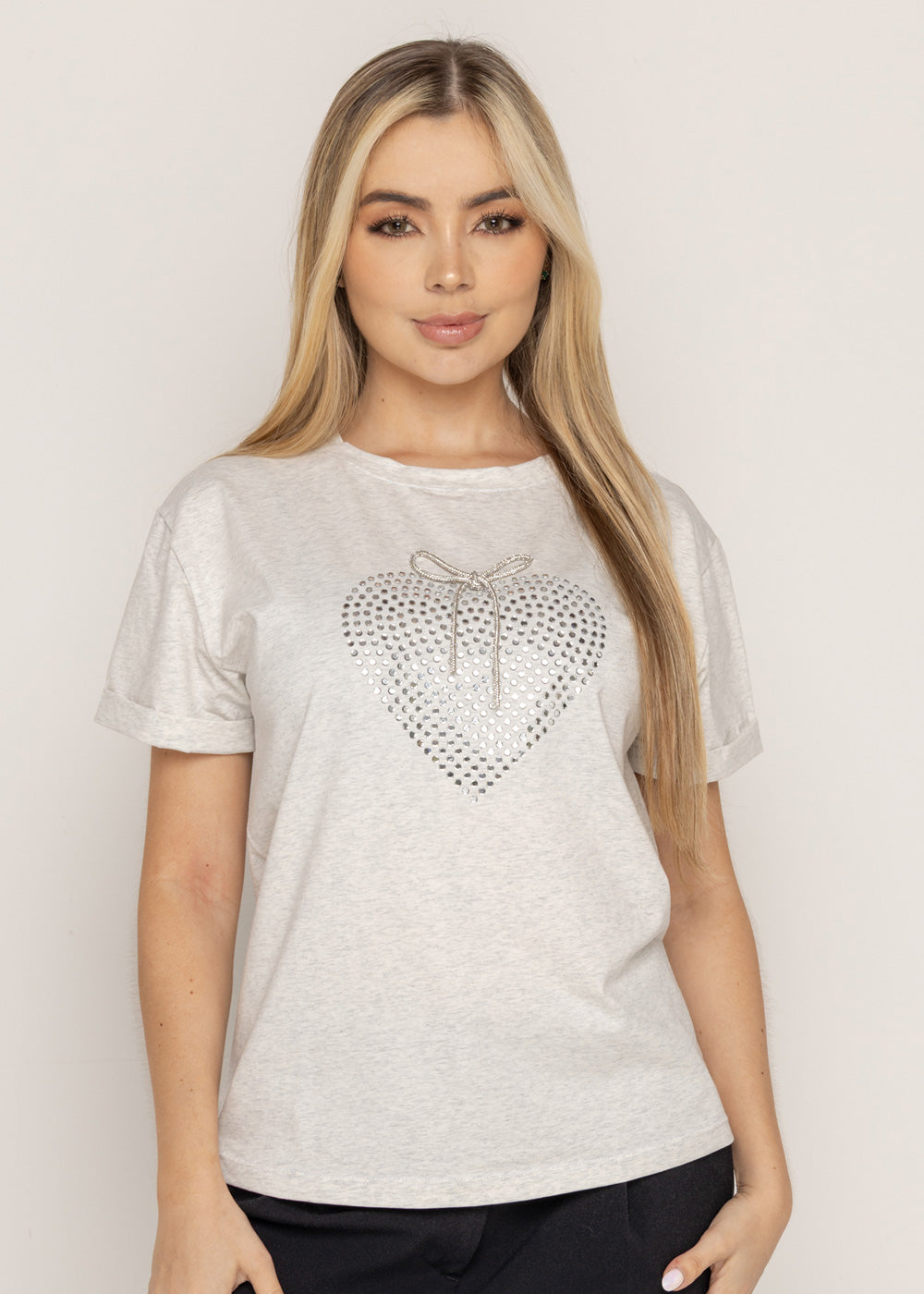 T-SHIRT CORAZON BRILLANTE DMC GRIS ORC-031