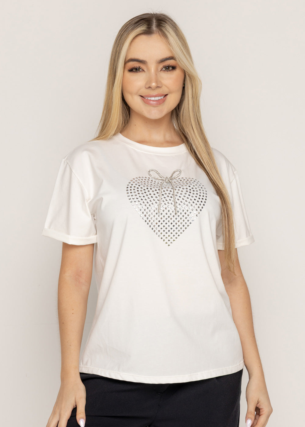 T-SHIRT CORAZON BRILLANTE DMC MARFIL ORC-031