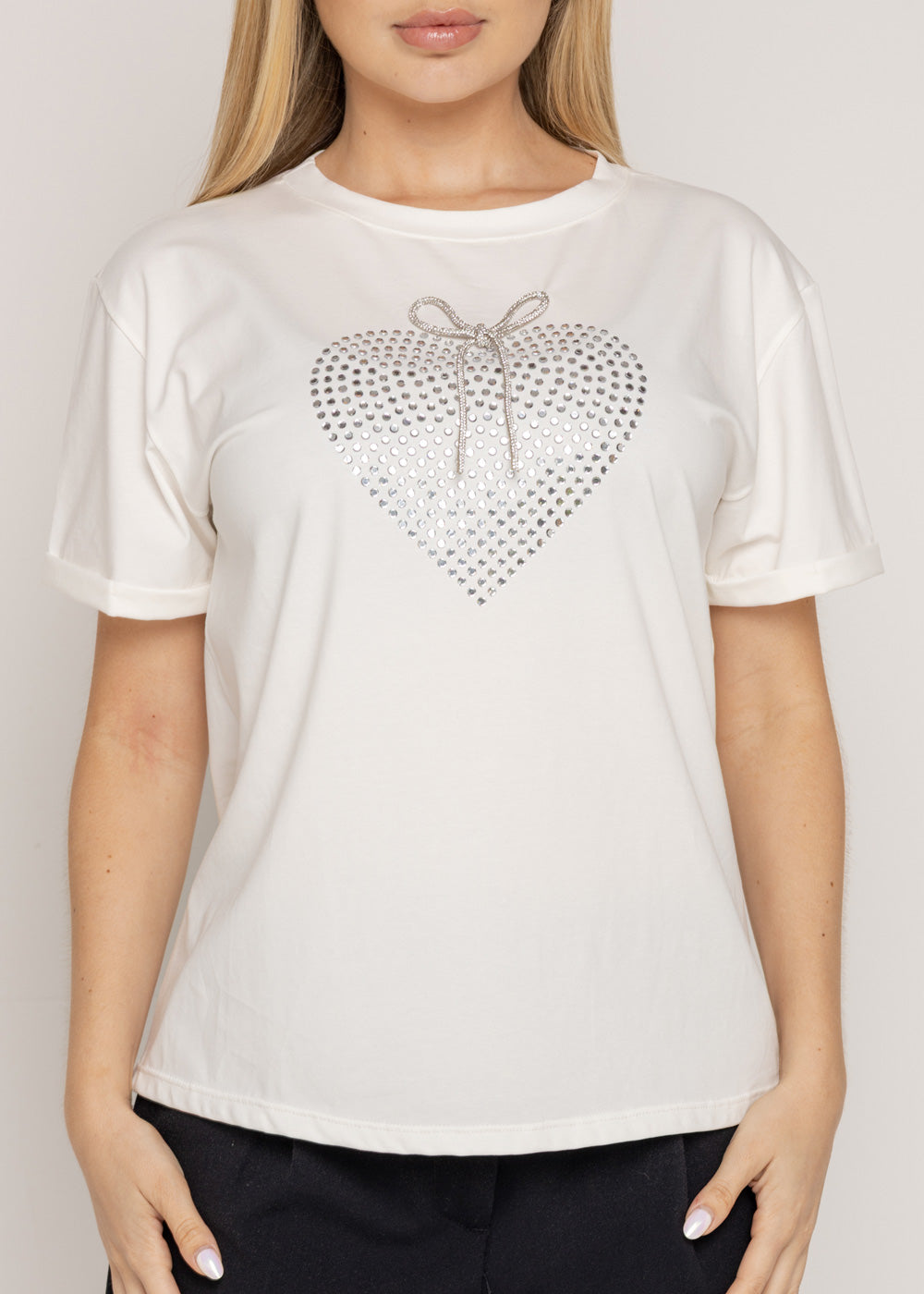 T-SHIRT CORAZON BRILLANTE DMC MARFIL ORC-031
