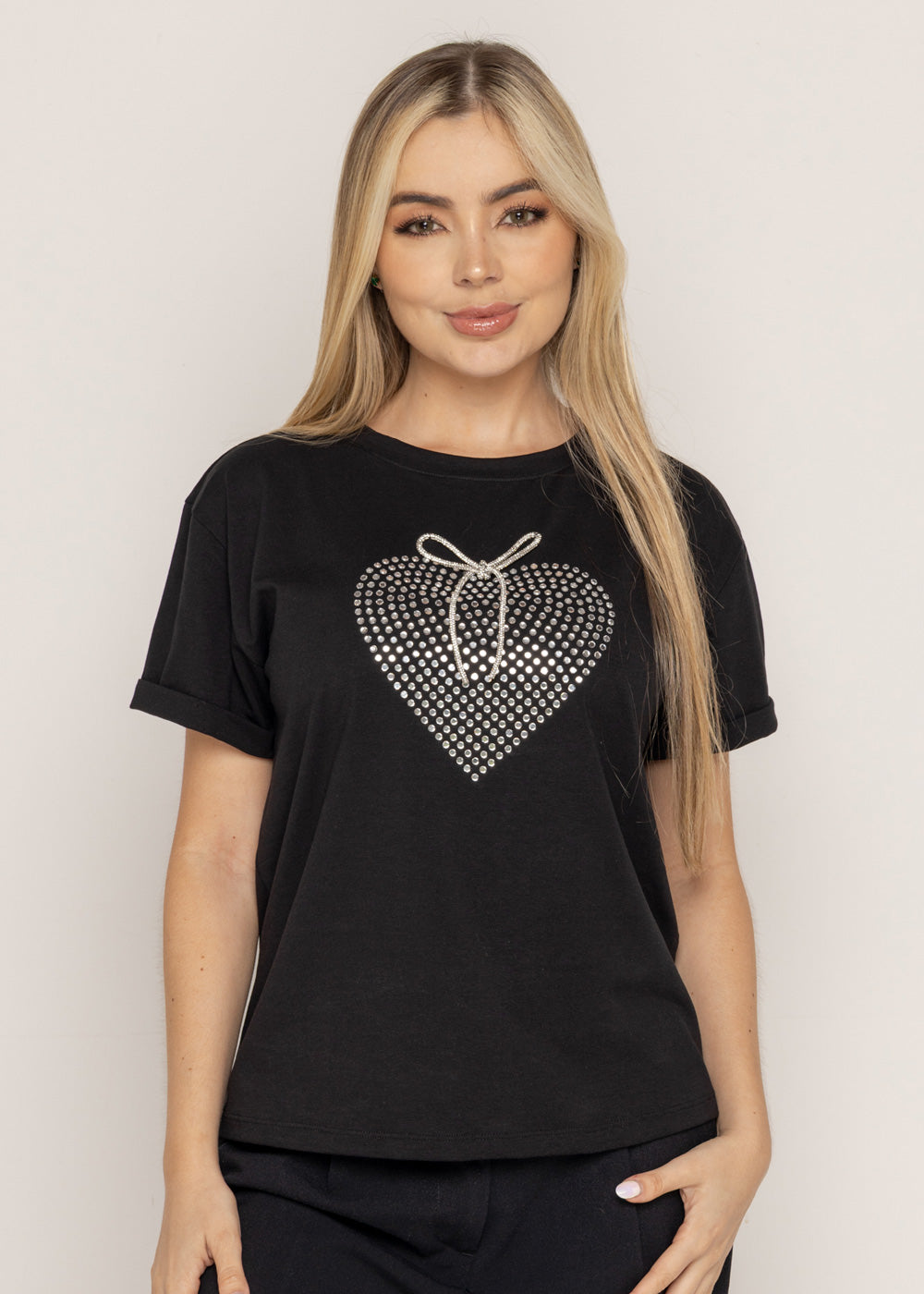 T-SHIRT CORAZON BRILLANTE DMC NEGRO ORC-031